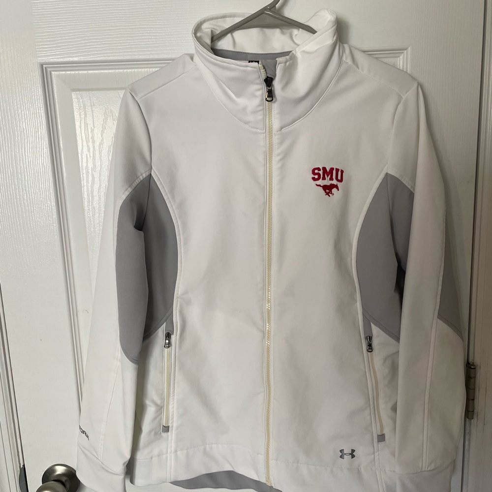 SMU Under Armour Women's Jacket Size Large White/Grey UA Storm
